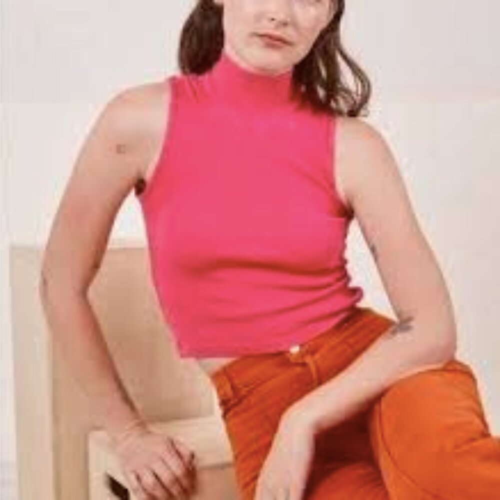 BIG BUD PRESS Pink Sleeveless Mockneck